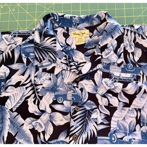 Panama Jack Mens Xl midnight floral print Hawaiian‎ Aloha island shirt